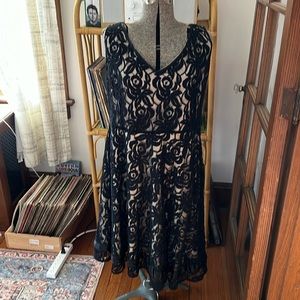Tahari lace overlay tank dress